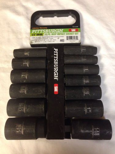 1/2&#034; drive sae 13 pc. deep impact socket set pittsburgh  tools 69280 for sale