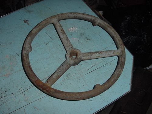 ANTIQUE PRIMITIVE MACHINE AGE 16&#034; HAND CRANK WHEEL CAST IRON HIT MISS STEAMPUNK