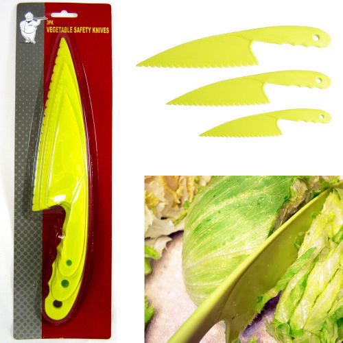 3 lettuce knife vegetable plastic blade serrated fruit bread  kitchen tool set ! for sale