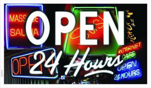 ba035 OPEN 24 hours Overnight Shop NEW Banner Shop Sign