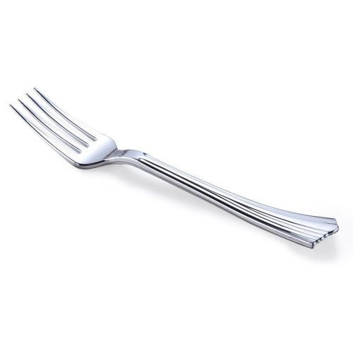 100 Plastic silver FORKS Looks Like Silverware cutlery