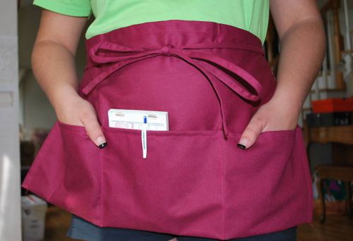 Apron - Waist Style w/3 Pockets Burgundy  23&#034;x12&#034; NEW!