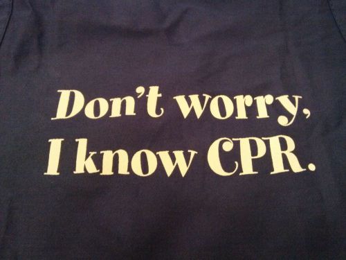 NEW Nurse Mates 29&#034; x 21&#034; I KNOW CPR Apron - 1 Pocket - EMT Medical Design