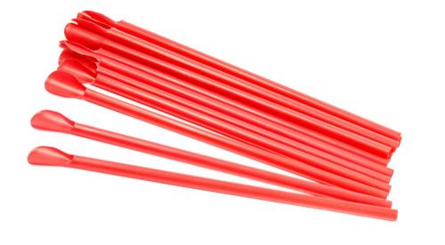 Red spoon straws case of 300 for shaved ice snow cones for sale