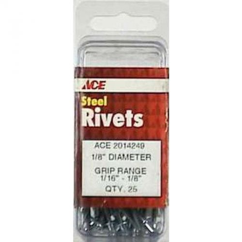 25Pk 1/8&#034; Diameter Steel Rivets ACE Pop Rivets PSS42 082901015994