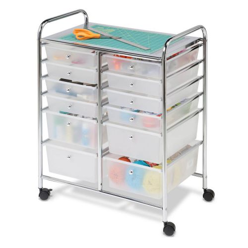 HONEY CAN DO DRAWER CHROME STUDIO ORGANIZER CART STORAGE OFFICE SUPPLIES