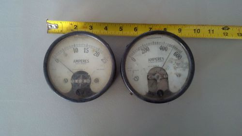 Lot of 2 Vintage Westinghouse Amperes Gauges