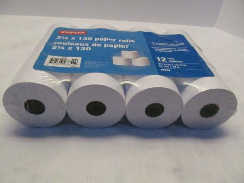 Staples 12 Printer Paper Rolls 2.25&#034;X130&#039; for Calculator Cash Register