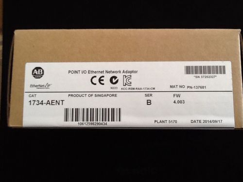 2014 FACTORY SEAL 1734AENT Allen Bradley Point Ethernet Catalog 1734-AENT  Ser B