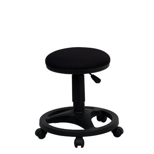 Ergonomic Rolling Stool Foot Ring Black Fabric Pneumatic Seat Home Office Furni