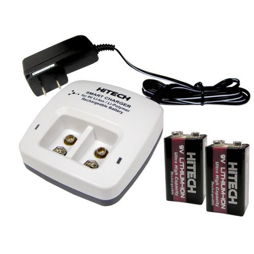 9v Smart Charger(2 Slots)+ 2 of Hitech Li600mAh*Rechargeable*Tech-Japan/US*CE,UL