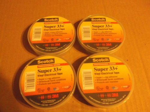 SCOTCH PROFESSIONAL GRADE 3M SUPER 33+ BLACK VINYL ELECTRICAL TAPE (4 ROLLS)