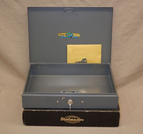 NOS NEW STEELMASTER OFFICE METAL CASH BOX WITH KEYS SAFE PORTABLE SALES CASHIER