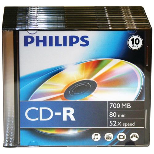 BRAND NEW - Philips Cdr80d52n/300 700mb 80-minute 52x Cd-rs With Slim Jewel Case