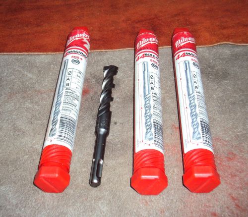 ( 3 ) MILWAUKEE 44 MAGNUM CARBON STEEL ROTARY HAMMER DRILL BIT - NEW