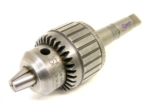 Used jacobs 16n super drill chuck with #3mt shank (mfg 30227) 1/8&#034; to 5/8&#034; range for sale