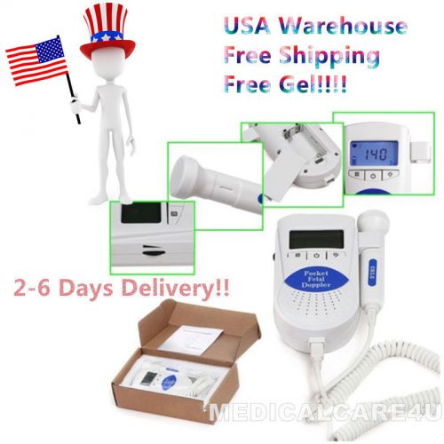 Usa shipment! fda  fetal doppler, baby heart monitor,3m probe,free gel! hot sale for sale