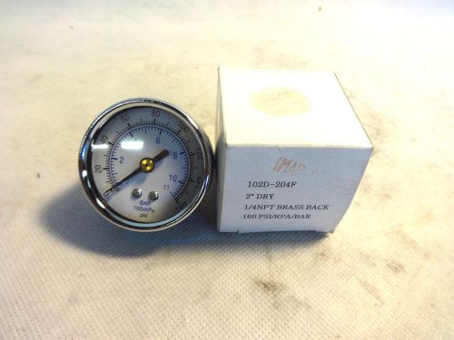 NEW IN BOX 102D-204F 2&#034; DRY 1/4NPT BRASS BACK 0-160 PSI GAUGE