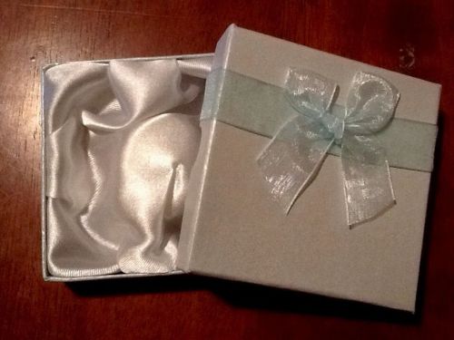 24 Elegant Light Aqua Jewelry Box with Satin Interior 3 1/2  x 3 1/2  x 1 Inch