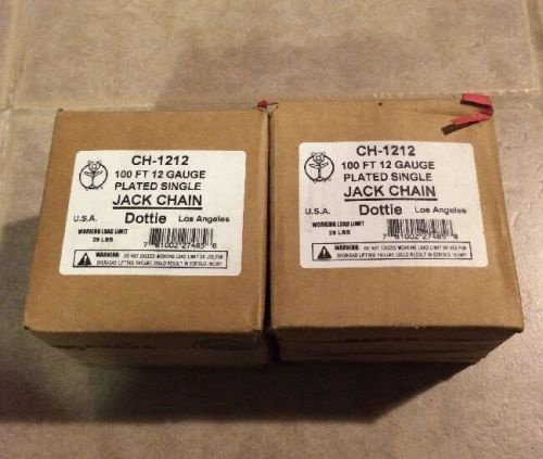 Lot Of 2 DOTTIE CH-1212 100 FT 12 GAUGE PLATED SINGLE JACK CHAIN