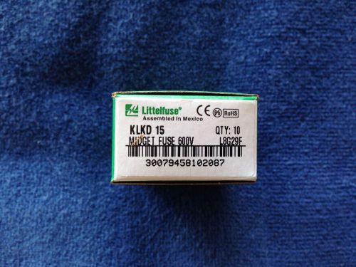 Box of Ten KLKD 15 Amp 600 V AC/DC Midget Fuse (Solar, PV, KLM, ATM PV-1510F)