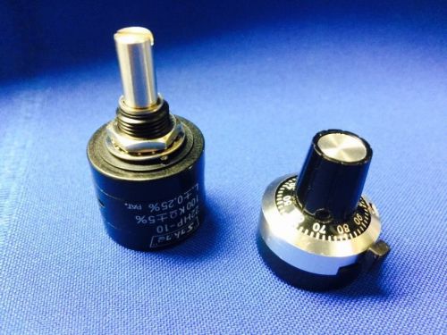 100K Ohm Sakae 22HP-10 Potentiometer W/ Turn Counting Dial Rotary Knob