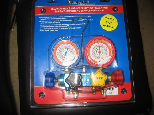 Imperial 644C Deluxe 4 Valve R-22, R-404A, R410A Manifold Gauges Freon 60&#034; Hoses