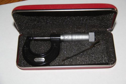 STARRETT NO. 211-1 INCH OUTSIDE MICROMETER WITH ROUNDED ANVIL .001 GRADS.