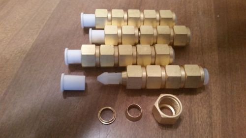 Swagelok brass pipe fitting, 3/8 in. nut and ferrule sets 20 in lot new for sale