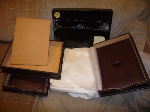 MARK CROSS VINTAGE 4  LEATHER 1980 NEW DESK TRAY  ORIGINAL BOX