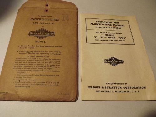 Briggs &amp; Stratton OP &amp; Maintenance Manual for N, NP, NPR-1.6, NPR-6, Original