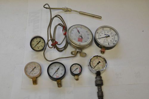 (7) GAUGES PRESSURE TEMPERATURE PSI LOT HVAC New &amp; Used Super Steam Punk NICE!