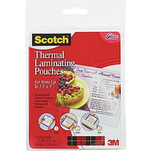 Scotch Laminating Pouch 5 mil 5 3/8&#034;HX3 3/4&#034;W 20/Pk