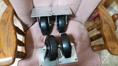 Lot of 4 of  6&#034; x 2&#034; Rigid Plate Caster, Phenolic Wheel, 1200 lbs Capacity