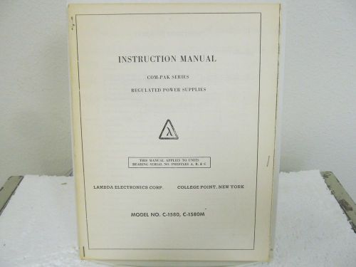 Lambda C-1580, C-1580M Com-Pak Series Reg. Power Supplies Instruction Manual