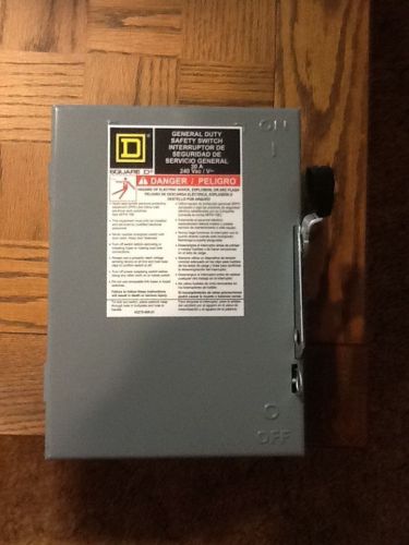 Square d safety switch, 1 nema enclosure type, 30 amps ac, 7-1/2 hp @ 240 vac hp for sale