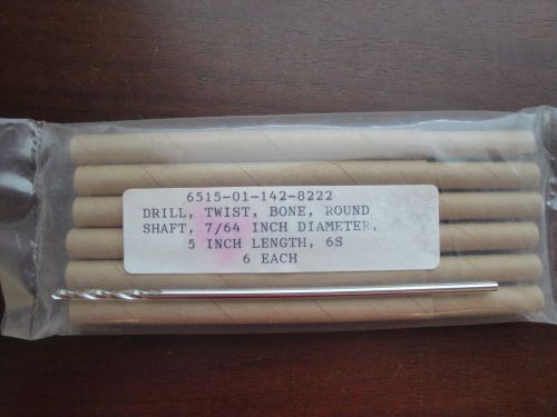 DRILL TWIST BONE 7/64  &#034;LOT OF 6&#034;   #6515-01-142-8222