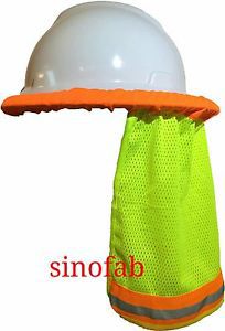 50 SAFETY HARD HAT NECK SHIELD HELMET SUN SHADE HI VIS REFLECTIVE STRIPE