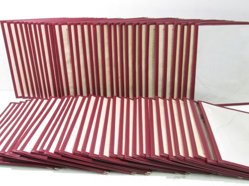 BIFOLD 8-1/2&#034; X 11&#034; BURGUNDY MENU COVER 4 VIEWING SIDES (LOT OF 63+18) *XLNT*