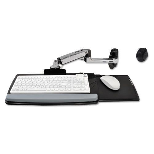 LX Wall Mount Keyboard Arm, 17 1/2w x 10 1/8d, Polished Aluminum/Black