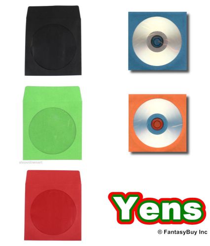 100 Pack Premium Thick  Color Paper CD DVD Sleeves Envelope with Window Green