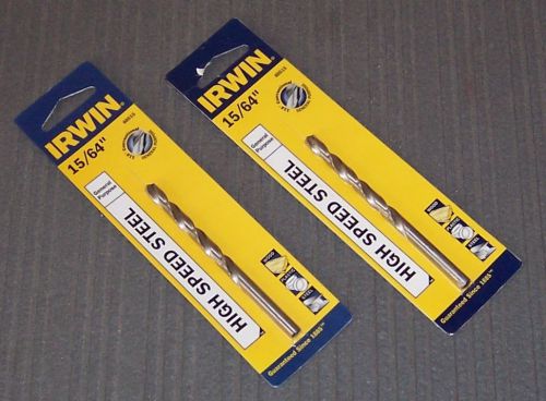 2 ea. 60515 Irwin 15/64&#034; Jobber Length HSS Drill Bits