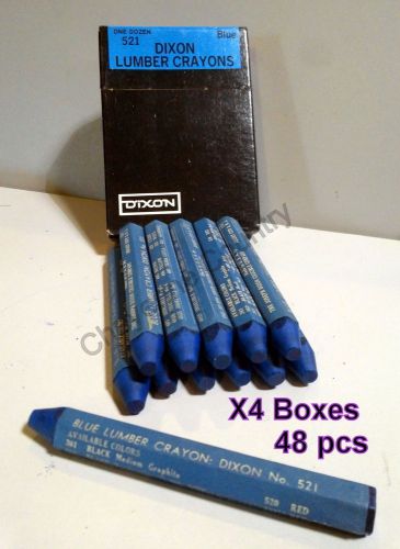 4) blue lumber marking crayons dixon no. 521 joseph dixon crucible co. box of 12 for sale