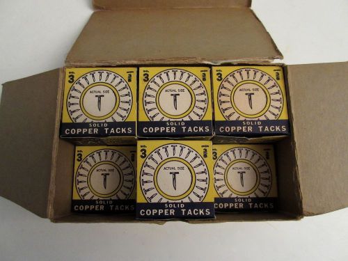 Vtg Holland Brand #3 SOLID Copper Cut Tacks 3/8&#034; Long 10 Boxes 1.8 lb