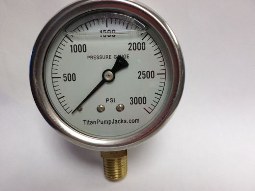 2 1/2&#034; OIL FILLED  0-3000 PSI PRESSURE GAUGE  1/4&#034;  NPT BOTTOM MOUNT