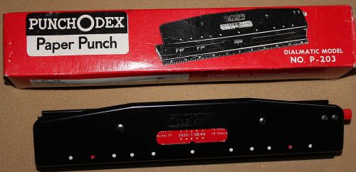 Punchodex adjustable 3 hole paper punch dialmatic model no. p-203 nos in box usa for sale