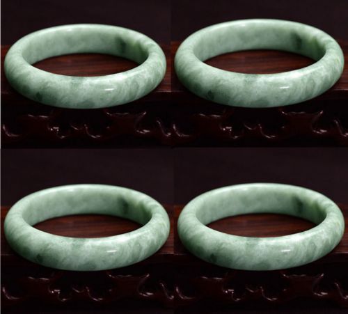 Green jade bangle bracelet natural floating flowers gems beautiful 56mm-59mm for sale