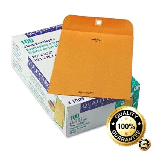 Quality park gummed kraft clasp envelopes, 7.5 x 10.5, box of 100  (37875) for sale