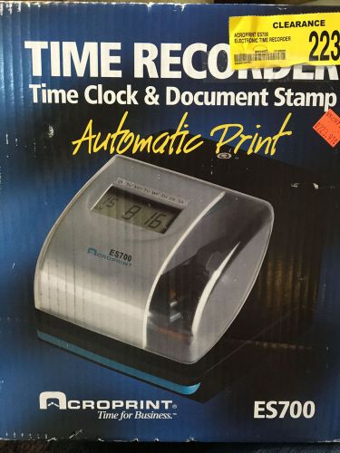 Nib new acroprint es700 time recorder time clock &amp; document stamp for sale