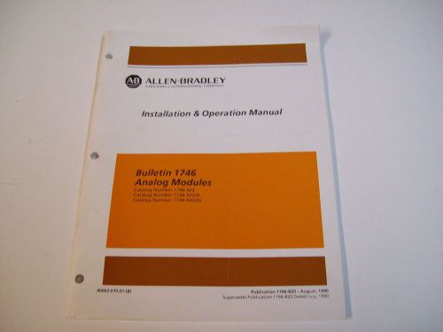 ALLEN-BRADLEY 40063-070-01 ANALOG MODULES MANUAL 1746-820 - USED - FREE SHIP